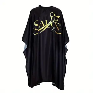 Professional Barber Cape with "SALON" Embroidery - Adjustable Neck Durable Black Hair Cutting Cape, Stylish Design for Salon Use, Smooth Texture Salon Accessory, Salon Styling Tool