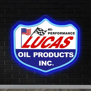 Lucas Oil Products Neon Sign for Wall Decor Garage Led Neon Light for Man Cave Led Light Sign for Auto Room Repair Shop 5V USB Powered