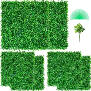 fathersdaygift  VEVOR Artificial Boxwood Panel UV 6pcs Boxwood Hedge Wall Panels, Artificial Grass Backdrop Wall 20 X 20 4 cm Green Grass Wall, Fake Hedge for Decor Privacy Fence Indoor, Outdoor Garden Backyard