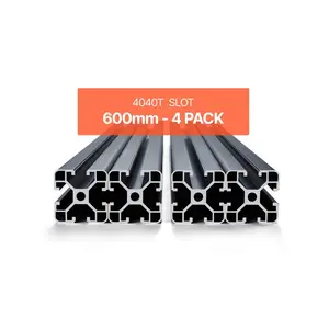 fathersdaygift VEVOR 4PCS 23.6 in (600 mm) T Slot 4040 Aluminum Extrusion Profile, European Standard Anodized Linear Rail, High-Strength Extruded Aluminum Rail for 3D Printer, CNC Machine DIY, Laser Engraving, Black