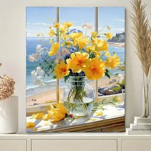 A set of adult frameless flower and plant digital oil paintings, 40x50 cm, DIY oil painting digital kit art handicrafts home wall decoration, ideal gift choice for birthdays, Father's Day, Christmas, Halloween and other holidays