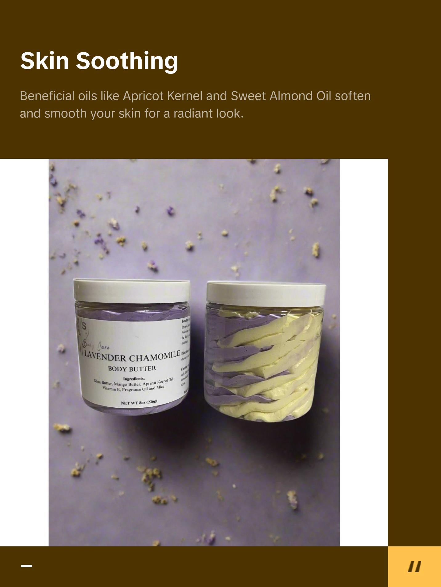 Lavender Chamomile Body Butter for Deep Hydration and Nourishment Body Care Lotions Apricot Blend