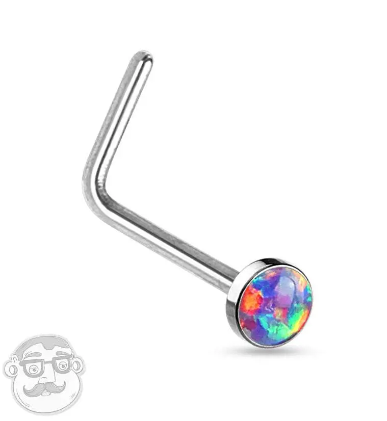 20G Purple Opal L Bend Nose Ring