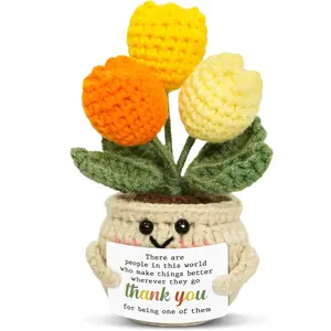 Mini Tulip Crochet Gift for Women, Graduation Season, Year-End Teacher Appreciation, Ideal for Teachers, Nurses, Colleagues, Friends, Retirees