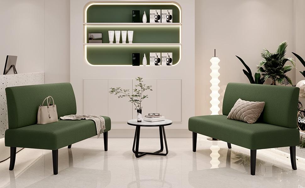 Yaheetech Mini Sofa Couch Armless Loveseat Futon for Bedroom, Corduroy Fabric & Easy Assembly, for Small Spaces Living Room,Dorm,Office,Apartment