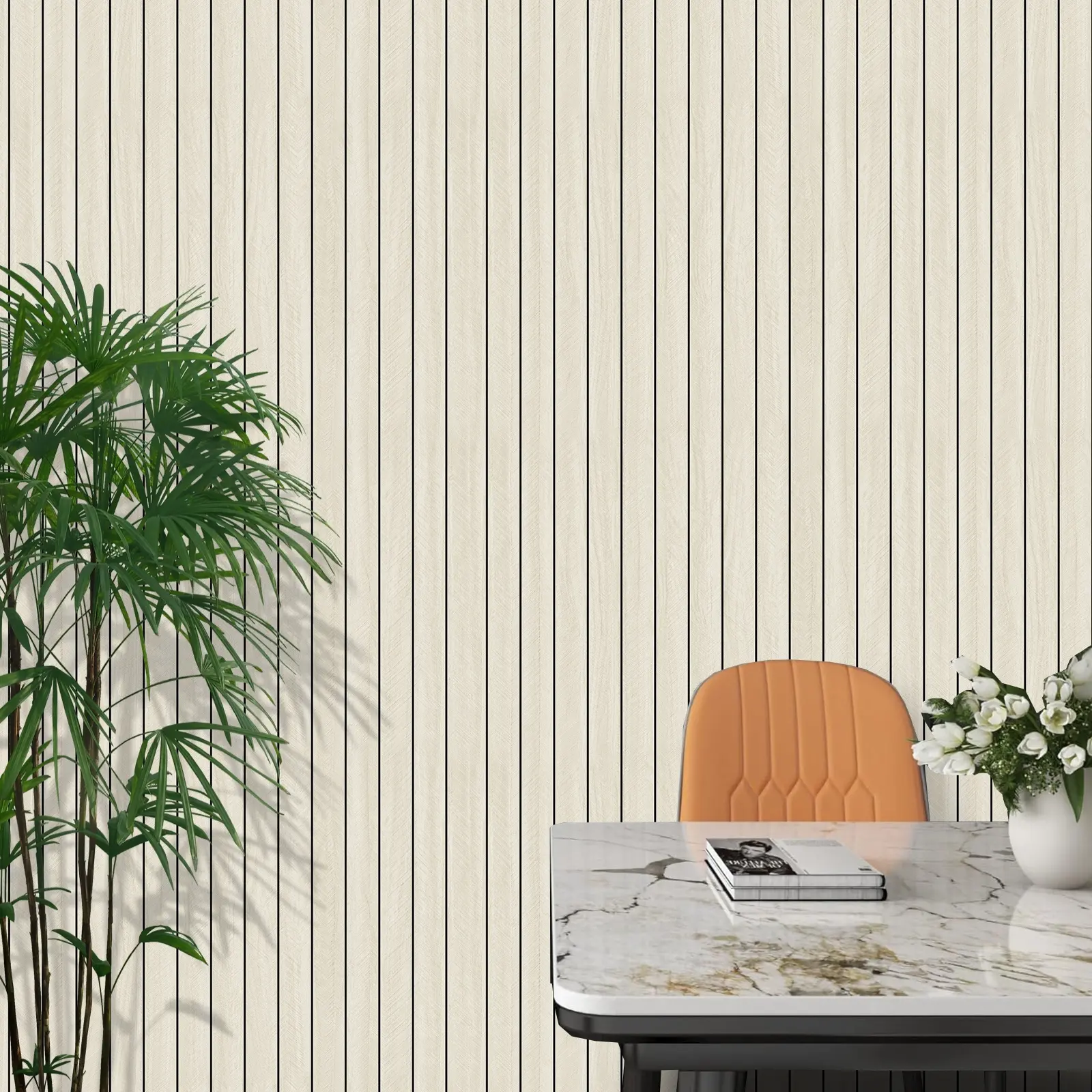 Cream Imitation Wood Grain, Self-Adhesive Waterproof Removable Peel and Stick Wall Decor for Bedroom Living Room Office, Peel and Stick Decorative Wallpaper Designs, Size 40cm*3/5/10M