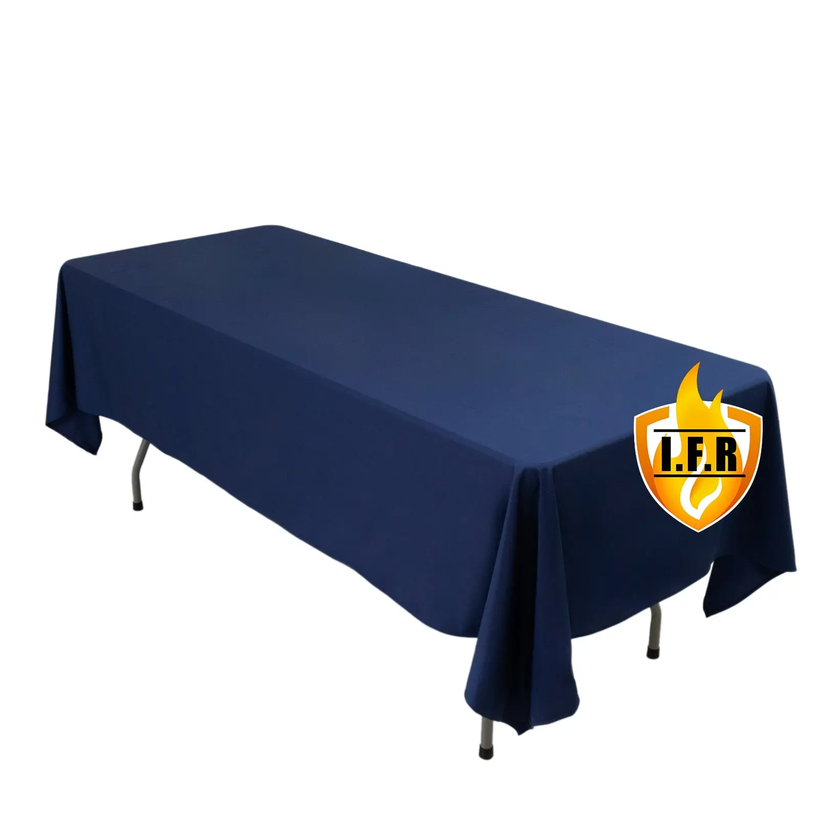 Navy Tablecloths 60"x102" Rectangle Fire Retardant Scuba Tablecloth - Wrinkle Free, Stain-Resistant Polyester Cover, Machine Washable for Hotels, Events