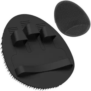 Soft Silicone Face Scrubber Exfoliator with Deep-Cleaning Silicone Shower Brush Body Scrubber Set(2 PCS), Super-Lathering, Gentle-Exfoliating and Massaging (Black*2)ZAZK158