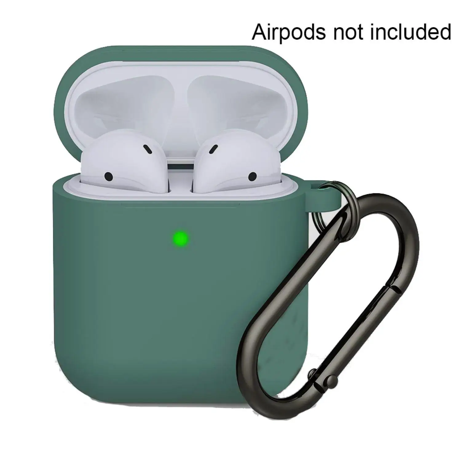 Simple Silicone Case, 1 Count Soft Protective Case With Anti-lost Carabiner, LED Charging Indicator Visible, Suitable For Apple Airpods 1/2