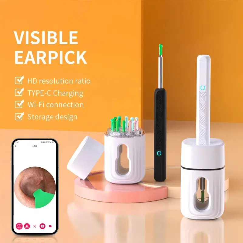 TikTokShopRestock:Earwax Removal Tool Set with Camera - Portable 360° Wide Angle Ear Cleaner with Type-C Rechargeable, Waterproof Endoscope Ear Cleani