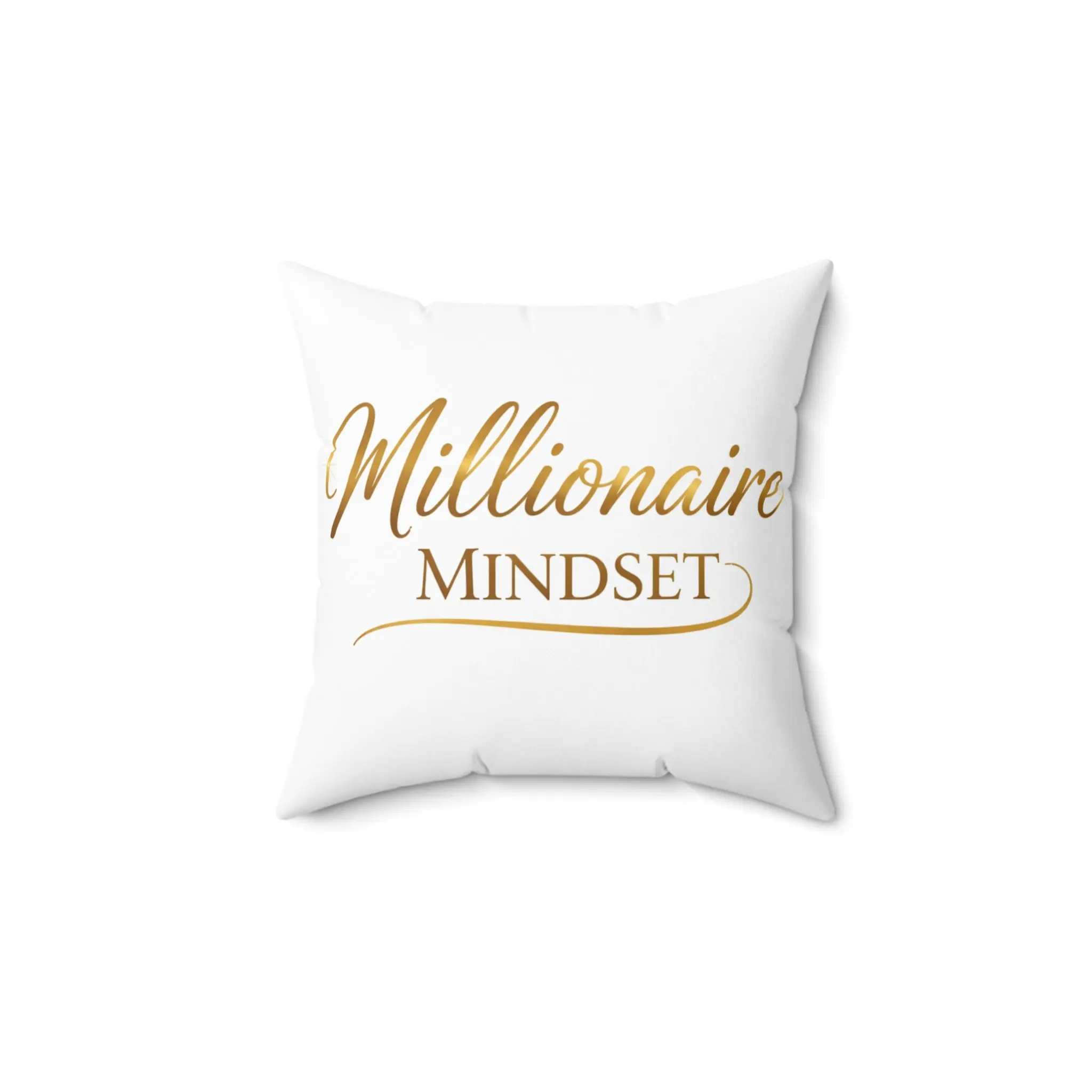 Millionaire Mindset Pillow — Motivational Gold Script Decorative Throw Pillow