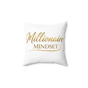 Millionaire Mindset Pillow — Motivational Gold Script Decorative Throw Pillow