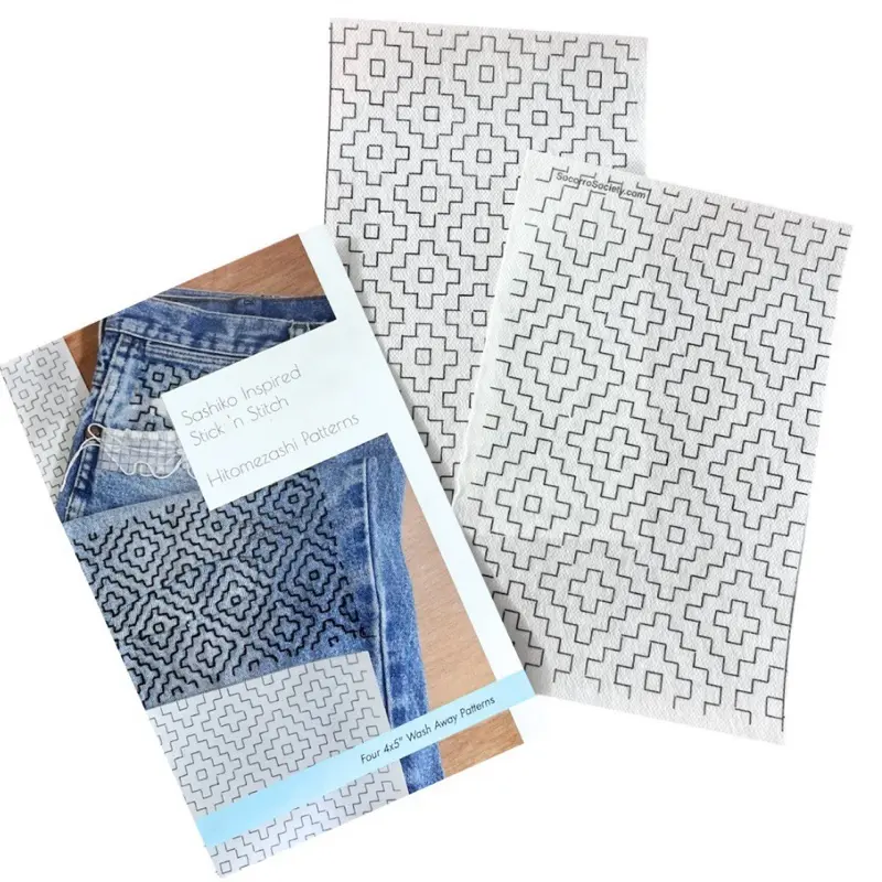 Socorro Society Sashiko-Inspired Wash-Away Half Sheet Sewing Patterns, Embroidery Pattern