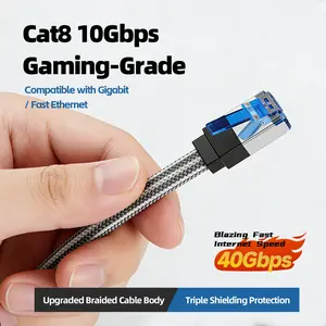 Multiple Sizes Gigabit Ethernet Cable Compatibility 40gbps Fast Internet Speed 2000mhz Copper Core Dual Layer Shielded Dual Shielding Wire Cat Router TV Computer Connection Line Upgraded Braided Cable Body
