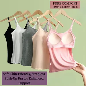 Women's 5-Piece Women's Solid Casual Fitted SleevelessAdjustable Spaghetti Strap Padded CamiTop, Casual Comfy Breathable Camisole,Ladies Top for All Seasons