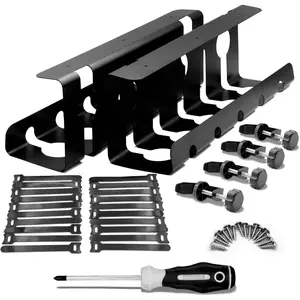 2 count 15.75 Inch Super Sturdy Gaming  Management Standing Desk wire organizer Large cord basket Under desk rack Mount With Clamps & Screws power strip holder chord organization j  No