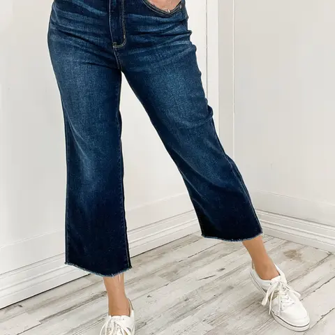 Judy Blue RENEGADE Hi-Rise Cropped Wide Leg No-Distressing Jeans