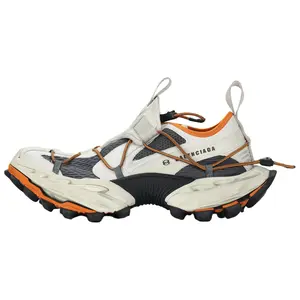 Balenciaga Men's Hike Low-Top Dad Sneakers in Distressed White/Orange with Round Toe and Drawstring Trending Shoes, House White Official Shoes to Get / Maison Mihara