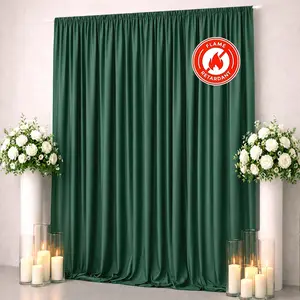 Scuba Polyester Event Backdrop Curtain Hunter Emerald Green 10ftx12ft Durable Flame Resistant Wrinkle-Free Photography Drape Panel With Rod Pocket