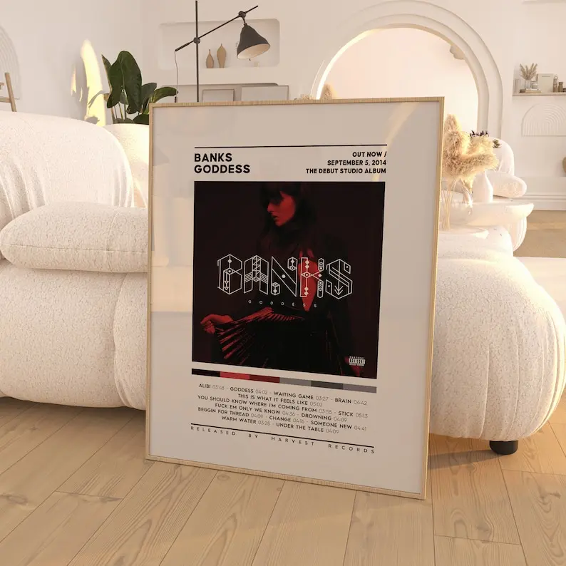 Banks - Goddess Album Cover Poster / 3 Colors 1 Price / Room Decor / Wall Decor / Music Gifts / Banks Albums / Album Tracklist Poster Glossy Photo