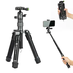 Fotopro Mini Tripod with Ball Head Phone Mount Detachable Selfie Stick Folded only 8.6" Max Load up to 6.6 lbs FY-810