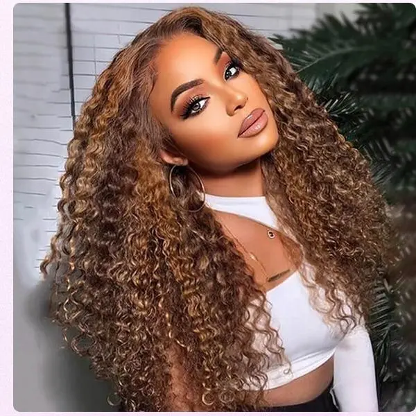 【30" Only $139.99】Humanhair Lace Front Wig, 30-Inch P4/27 Highlight Ombre Deep Wave Glueless Wear Preplucked Wig for Bold Fashion Statements, Glueless Wear Wig, Humanhair Wig