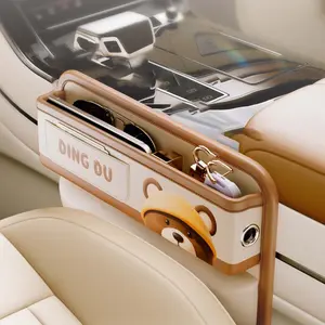 Cute Bear Gap Box Organizer, Seat Seam Storage Solution, Phone Key Holder, Cartoon Design, Non-Intrusive Car Accessory, Waterproof Car Organizer, Car Console Organizer, Passenger Seat Organizer