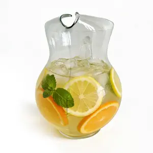 Libbey Acapulco Large Glass Pitcher Set of 2, 89 Oz, Clear, Tall Bubble Glass Pitchers with Handle, Modern Drink Pitchers for Iced Tea, Punch and More