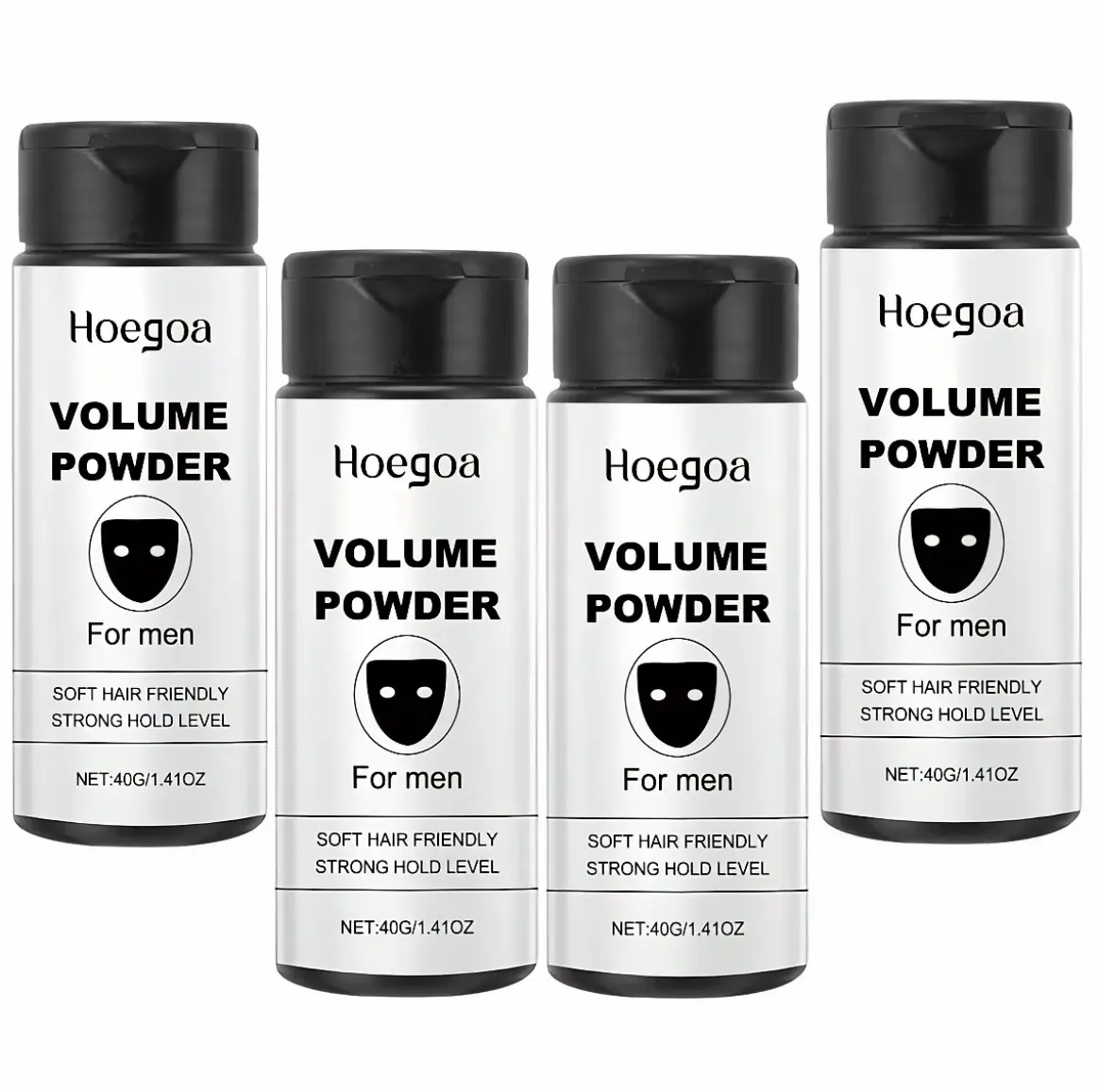 Men's Hoegoa 4-Pcs Root Texturizing Volume Powder (40g) - All Hair Types Hair Products for Adults, Oil Control, Long-Lasting Texture, Refreshing, Gentle Ingredients, Fluffy Lightweight Applicator