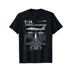 F-14 Tomcat Naval Fighter Jet T-Shirt - Aviation Design with F-14 Aircraft & Lettering, Casual Round Neck Short Sleeve Tee for Aviation Enthusiasts, Summer Casual Wear or Themed Events