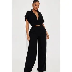 Andrea Linen Pant Set - Black U