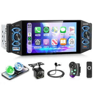 Single Din Car Stereo with Wireless CarPlay & Android Auto | 5 Inch Touch Screen Car Radio | Bluetooth 5.2, FM/AM/RDS, EQ, SWC/MIC, USB/Type-C, Backup Camera Car Audio Receiver