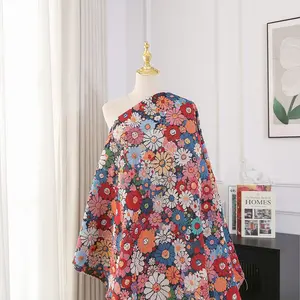 Vintage Multicolor Floral Bohemian Fabric, Ethnic Embroidered Material, Handmade Tablecloth Pillow Cover, Home Decor DIY Project