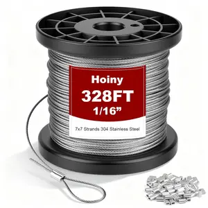 FT /" Wire Rope Kit,  Stainless Steel Cable with Pcs Crimping Sleeves, x Strand Heavy Duty Aircraft Cables, Metal Wire for String Lights, Clotheslines, Trellis, lbs Breaking Strenh