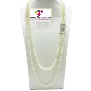 Luxury Pearl Necklace with Elegant Design and Round Beads in White Color