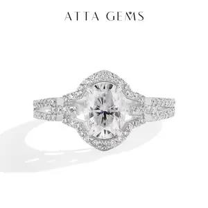 1.5CT Oval Shape D Color VVS1 Synthetic  Moissanite Ring for Women Birthday Gift Daily wear Fine Jewelry R194