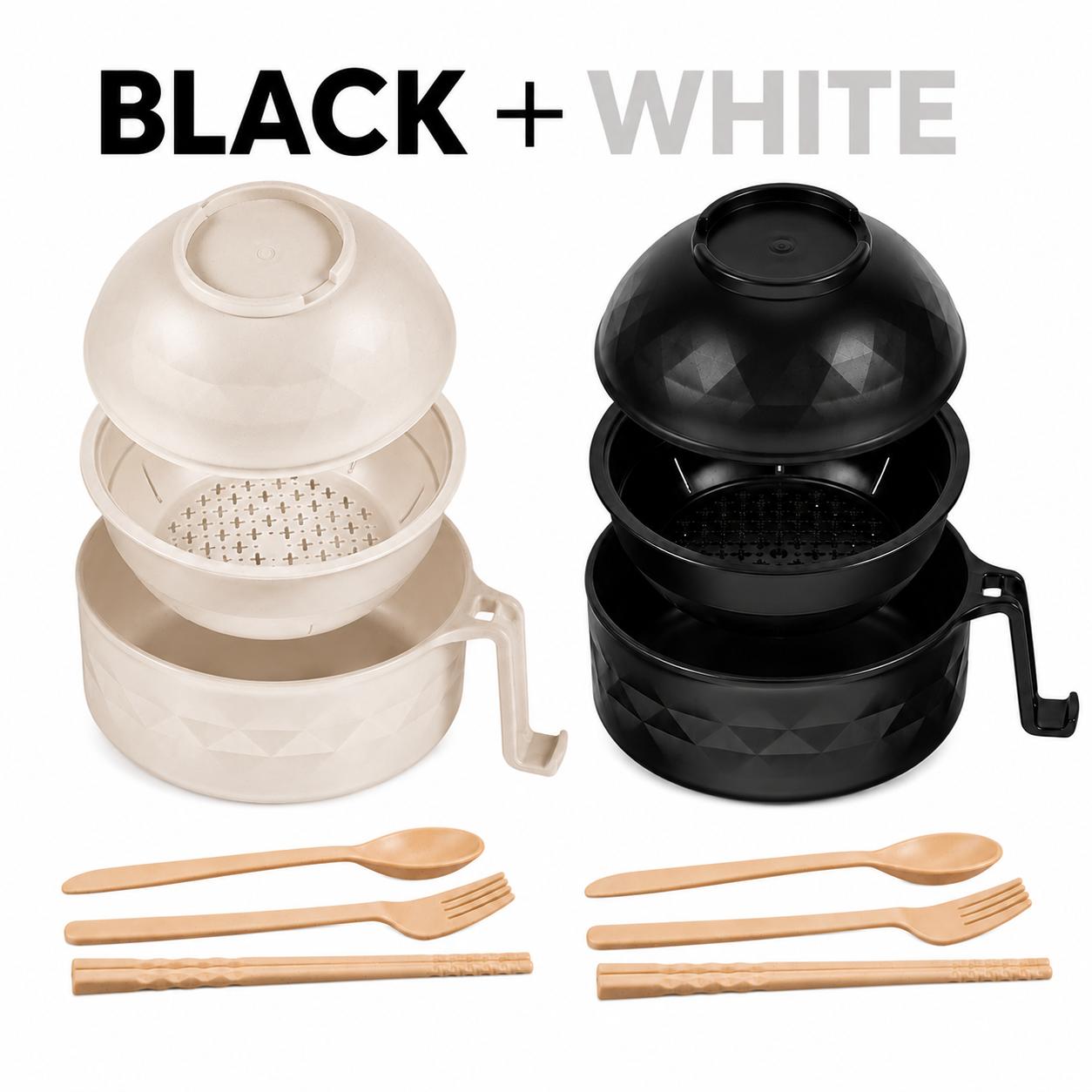 MIUVA Microwave Ramen Bowl Set with Handle, Spoon, Fork, Chopsticks, 6 Sets, Safe & Easy Use, Versatile for Noodles, Soups, Cereals, Ideal for Dorms & Home, Christmas Gift, Spring Kitchen Gadgets