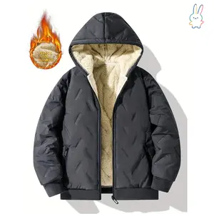 ERT-Boys Stylish Solid Fleece Warm  Jacket, Long Sleeve Zip Up  Jacket, Kids Clothes Outdoor Hooded
