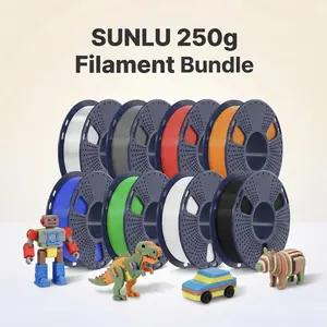 SUNLU 250g Filament (1.75mm) Multicolor Bundle Neatly Wound Vacuum Packed 3D Printer Filament for Fathersdaygift