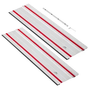 summervibes VEVOR Track Saw Guide Rail, 55-Inch Cutting Range, Kit Includes 2x 27.5 in Aluminum Extruded Guide Rails and 1 Connector, Compatible with Makita, Festool WEN Track Saws, for Woodworking Projects, Long Cuts