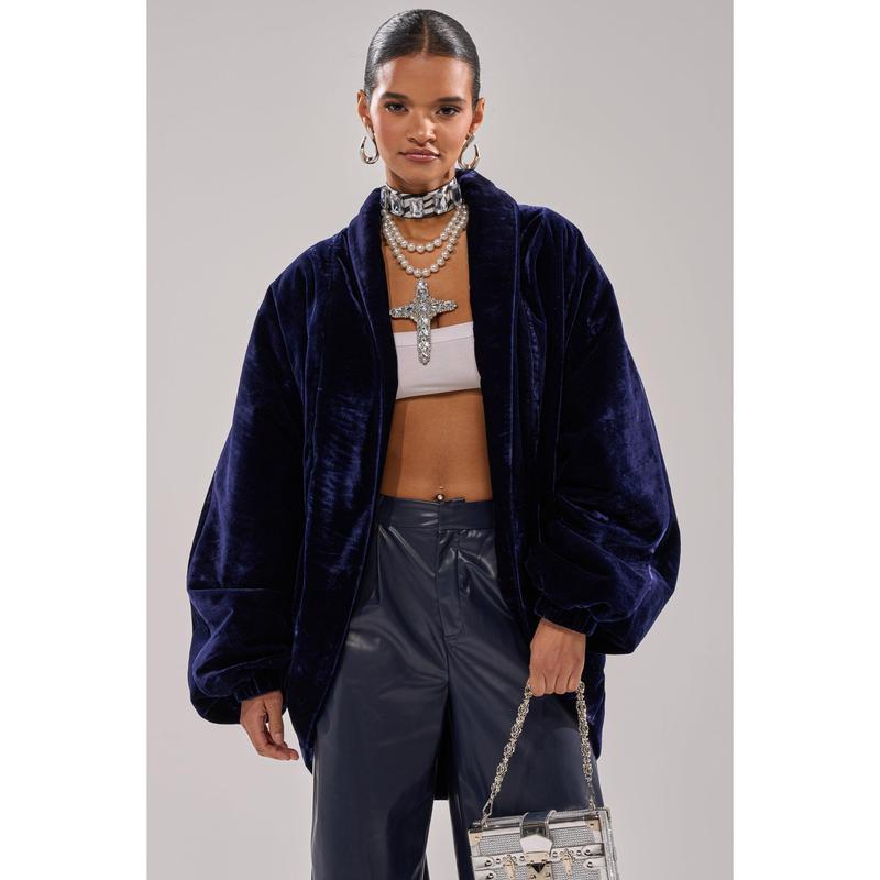 LOLA COCOON COAT IN VELVET