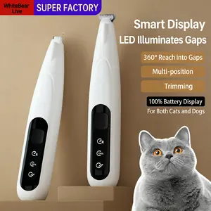 Rechargeable Pet Hair Trimmer Kit, Pet Paw Trimmer, Cordless Quiet Dog Trimmer for Grooming with LED Light, Small Dog Grooming Clippers for Dogs & Cats, Pet Grooming Tool,Waterproof, low noise pet shaver