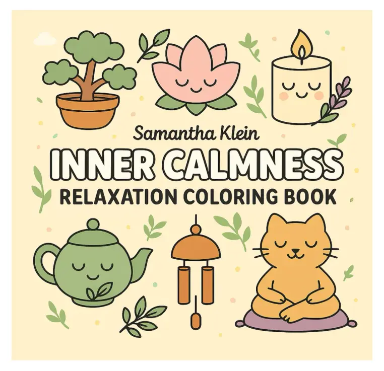 【JUST RELEASED】Inner Calmness: Relaxation Coloring Book for Stress Relief and Self Therapy featuring designed to bring calm, joy, and a touch of coziness to your day