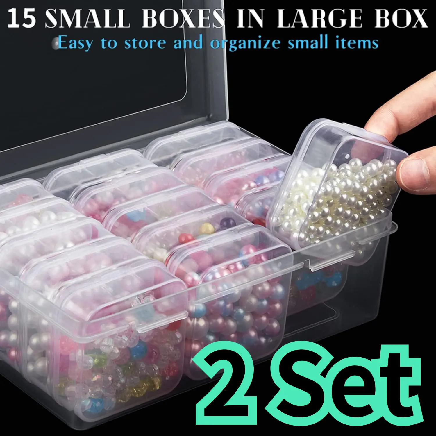 30Pcs Bisphenol A (BPA)-Free Durable Plastic Bead Storage Box Set - 2.1x2.1in Transparent Rectangle Containers with Secure Lids, High Chemical Resistance Neat Storage Organizer for Jewelry, Crafts (Home Improvement Beading Supplies), 30 Pcs