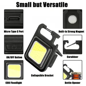 Outdoor Portable Mini Keychain Light,COB Emergency Lamp, Multifunctional Pocket Light, 3 Gear Adjustable Keychain Light for Outdoor Camping Hiking,Portable Flashlight, High Lumen Flashlight