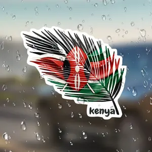 Kenya Flag Feather Stickers, Car Decals, Bumper Sticker for Cars Laptops Fridges Suitcases Plastic Surfaces, Decorative National Flags, Easy Application