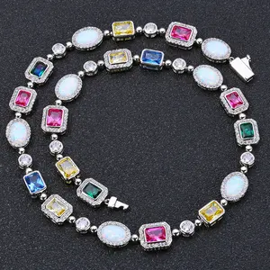 [ICE HUE] Unisex 18K Gold Vacuum Plated Copper Collarbone Chain with 5A+ Sri Lanka Zircon Stones, Miami-Inspired Hip Hop Style, Bubble Links, High-End Light Luxury Niche Jewelry for Everyday Wear, Classic Simple Sporty Casual Fashion Gift