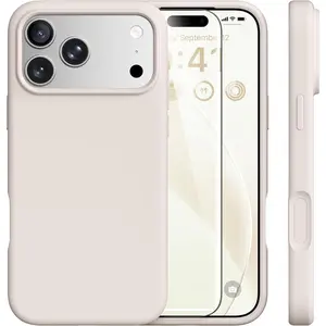 Magnetic for iPhone 17 Pro Case, [Compatible with MagSafe] Anti-Scratch Microfiber Lining & Screen Protector, Silicone Camera Control, Shockproof Slim Phone Cover 6.3 inch, Stone