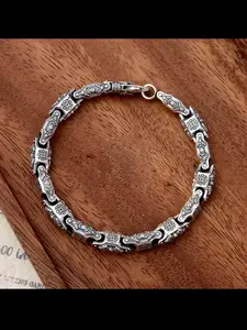 New High-End Handcrafted Vajra Bracelet for Men, Vintage Style, Trendy and Cool, Hand Engraved, Perfect for Fashionistas