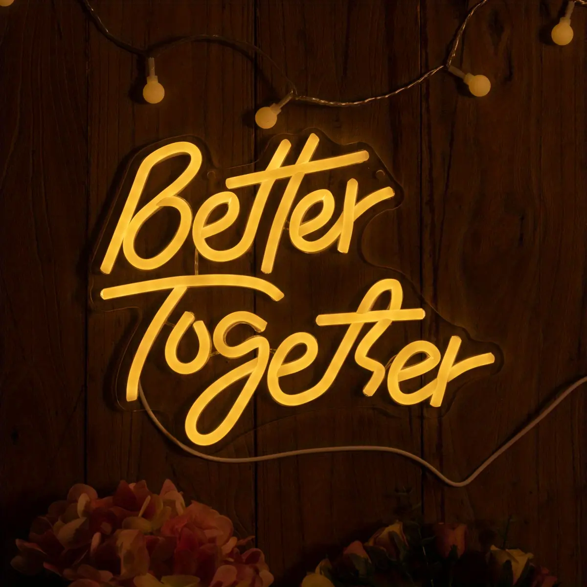 1pc Better Together Letter Neon Light For Wedding, Engagement Party Bedroom Decor